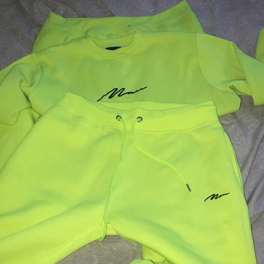 Neon green sweatshirt two piece